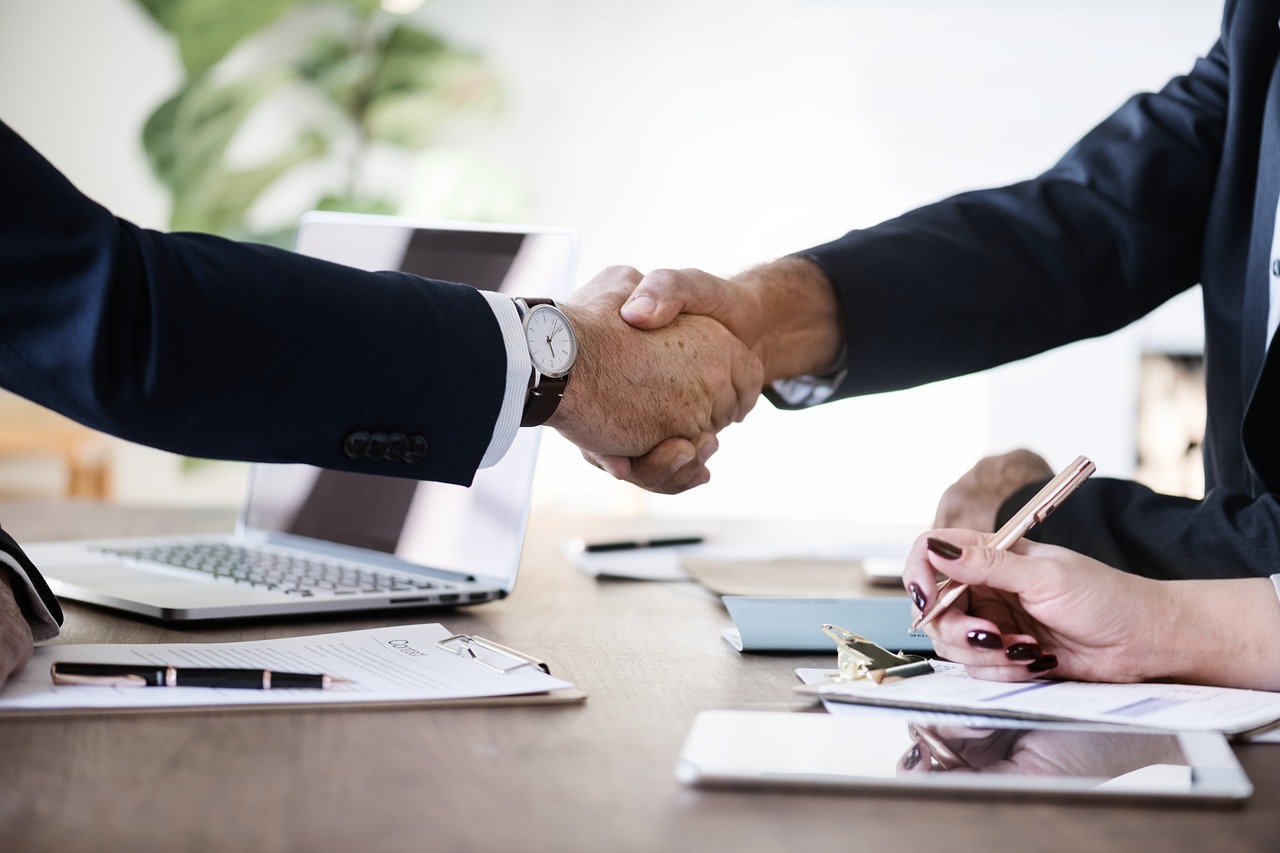 A handshake between two people